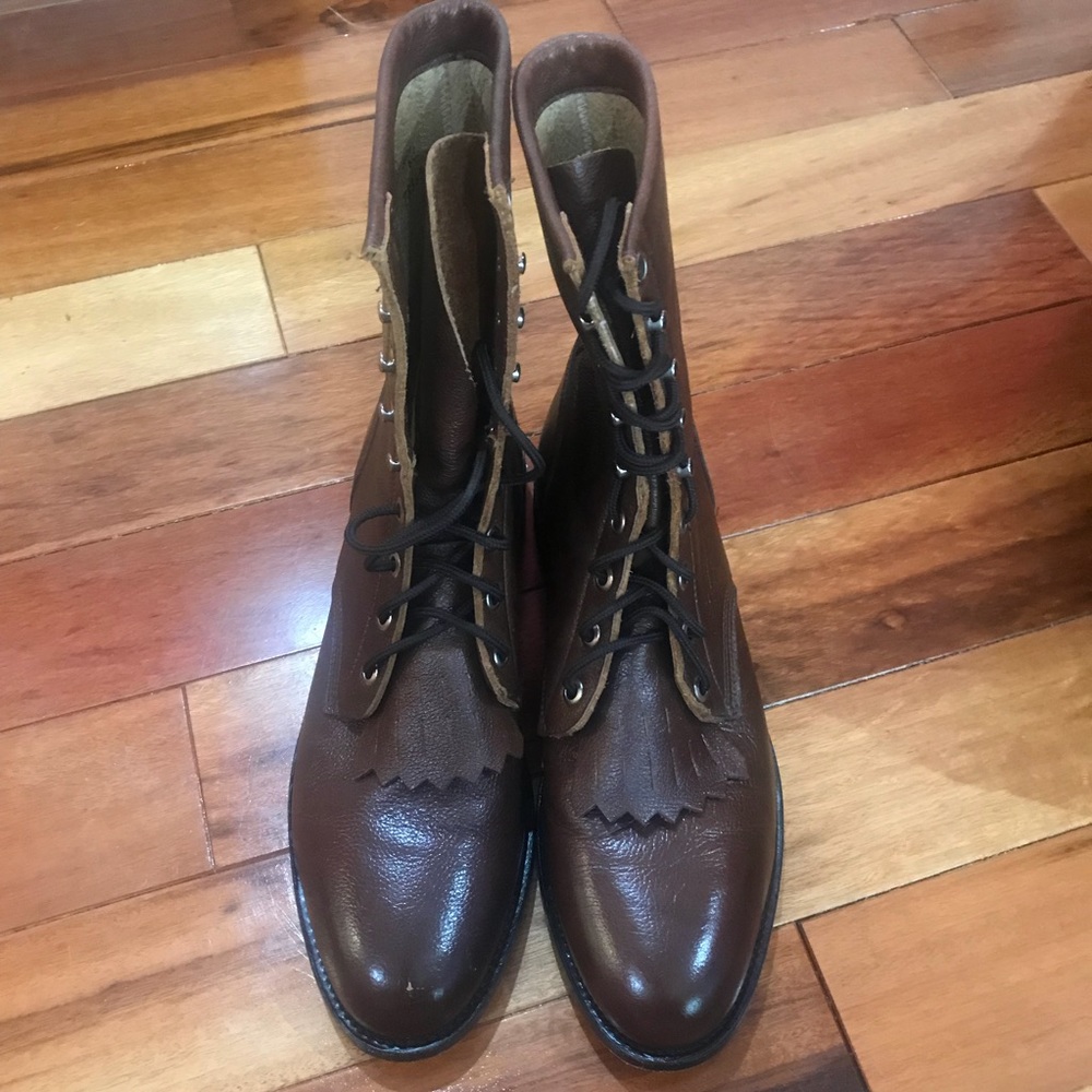 Brown leather boots
